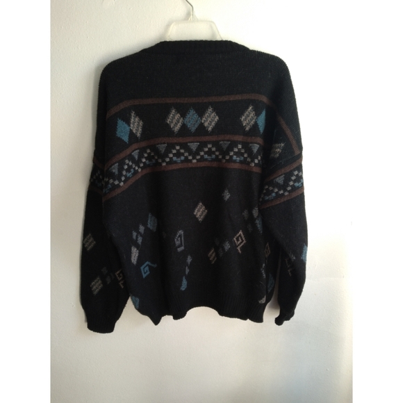 Pronto Uomo Vintage Aztec Checker Leather Sweater - Picture 4 of 6